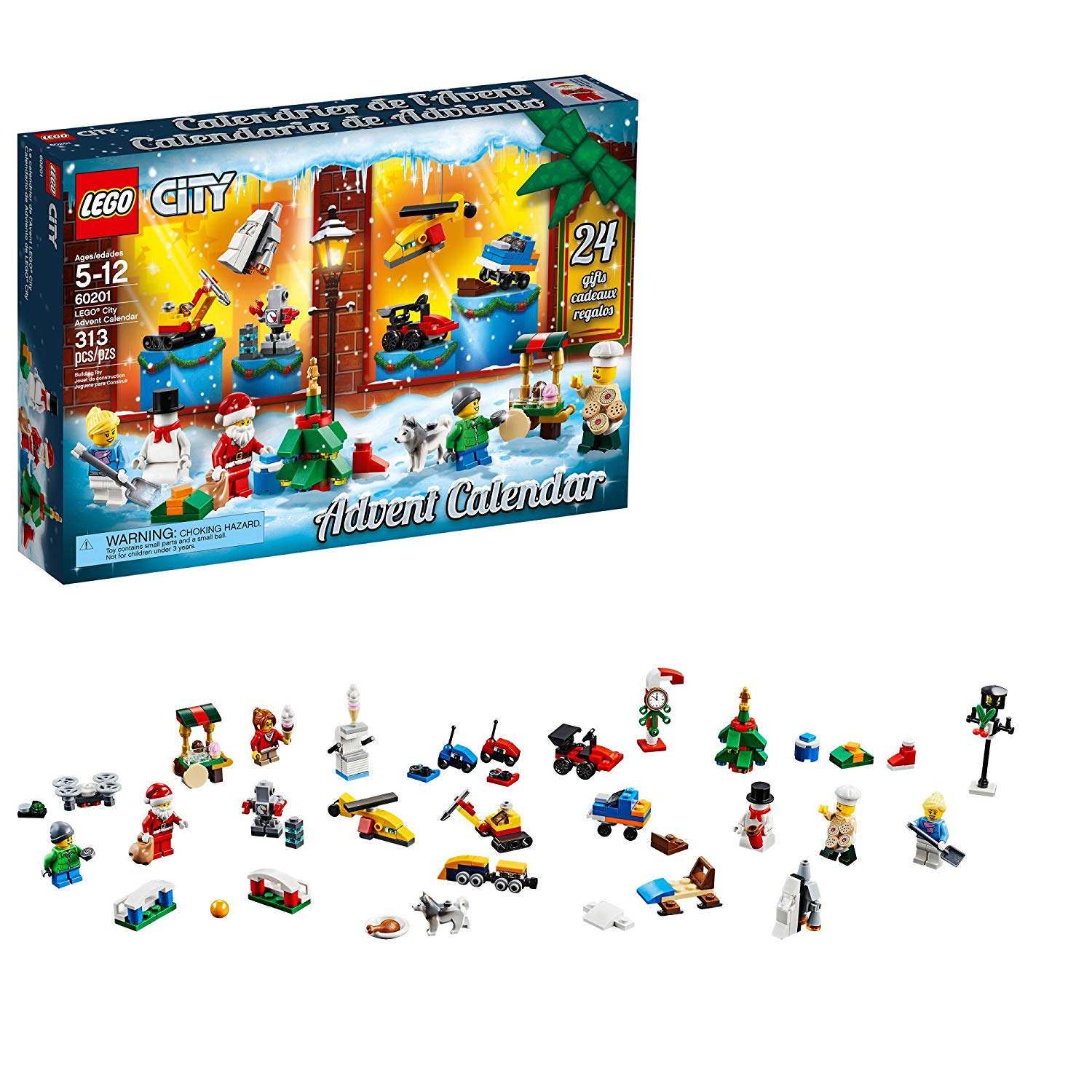 LEGO City Advent Calendar, Christmas Countdown Calendar for Kids (313 Pieces)