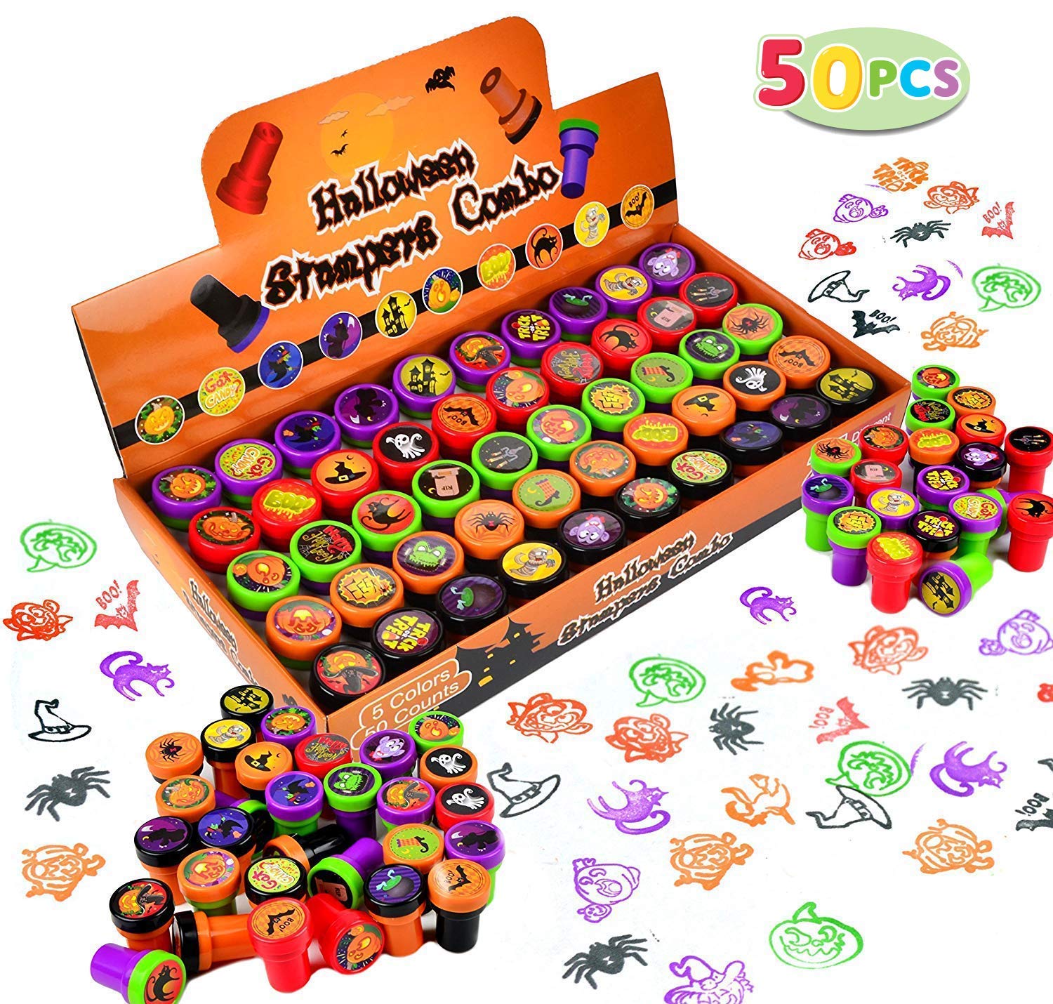 Halloween Assorted Stamps Kids Self-Ink Stamps 50 pcs